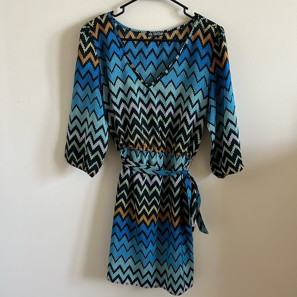 Bebop Women’s Multi-Colored Chevron Geometric Dress Size Large